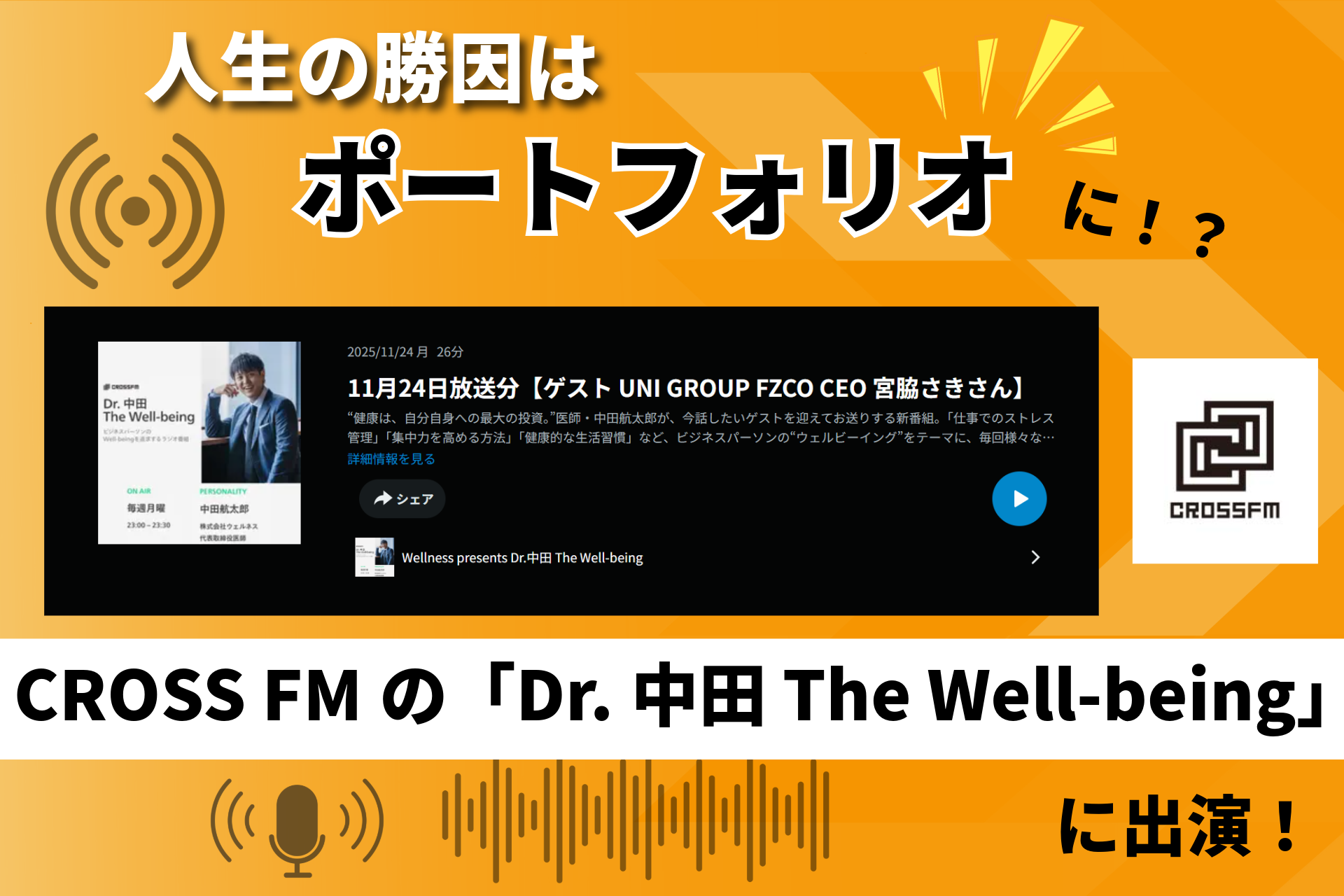 CROSS FMの「Dr.中田 The Well-being」に出演しました【2025年11月24日】